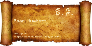 Baar Humbert névjegykártya
